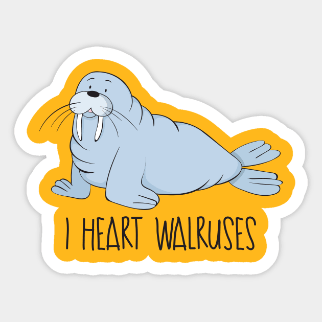 I Heart Walruses - Cute Walrus Love Gift Sticker by Dreamy Panda Designs